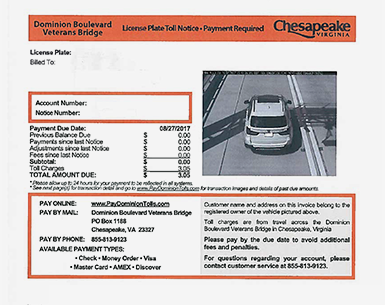 Pay toll violation