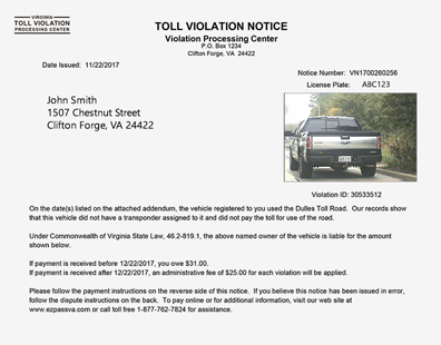 Pay toll violation